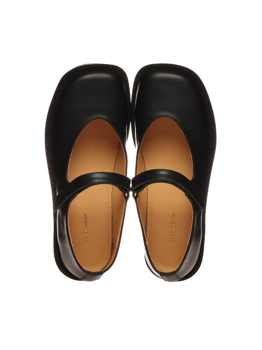 6CRAYON Unisex Brown Full-Grain Leather Mary Janes - Black
