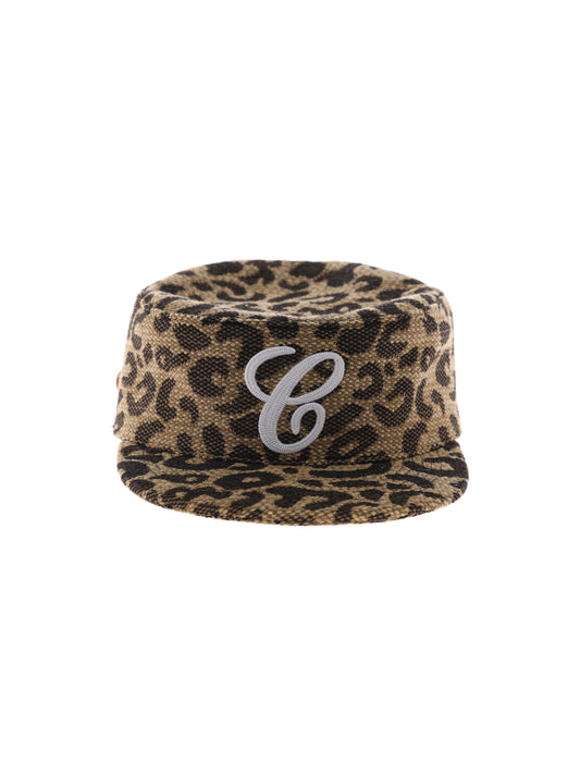 6CRAYON WEAVE LEOPARD PRINT BRIMMED BASEBALL CAP-Weave Leopard print