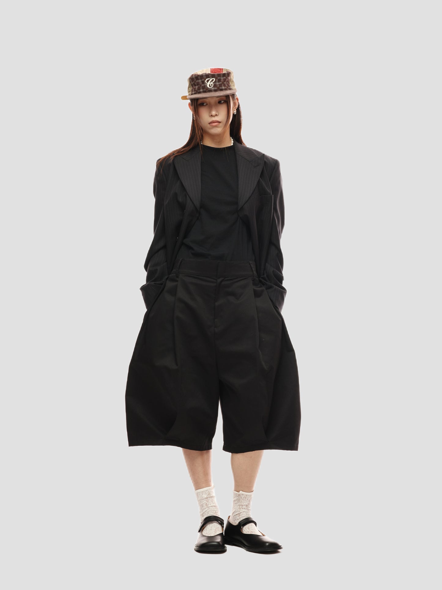 6CRAYON Elastic Waist Wide-Leg Shorts 2.0 – Double Pleated & Loose Fit with Coating