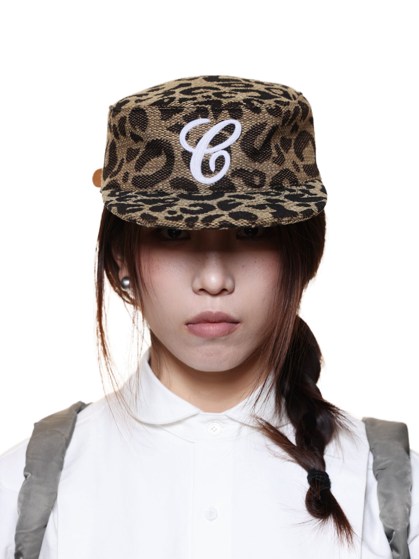6CRAYON WEAVE LEOPARD PRINT BRIMMED BASEBALL CAP-Weave Leopard print