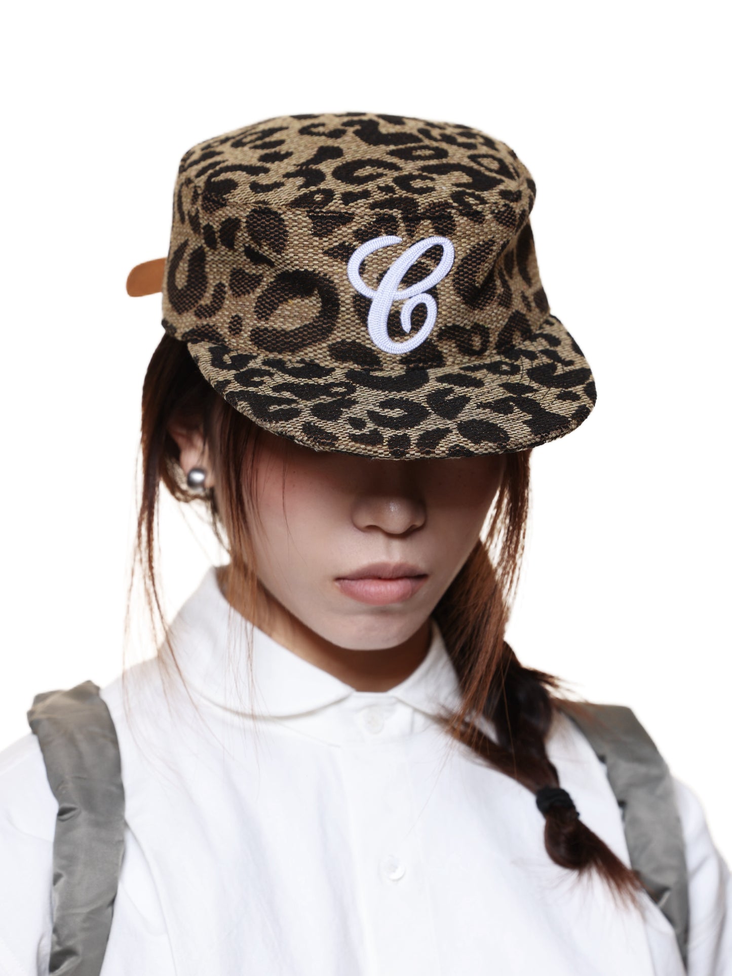 6CRAYON WEAVE LEOPARD PRINT BRIMMED BASEBALL CAP-Weave Leopard print